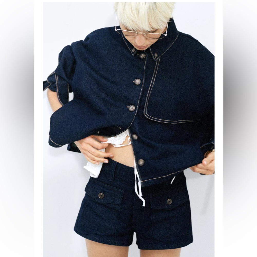 ZARA TRF DENIM CAPE JACKET